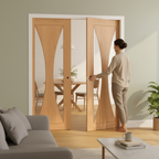 Premium Clear Glazed Double Pocket Door Set with Galvanised Steel Frame and Adjustable Jambs for Elegant Interior Design