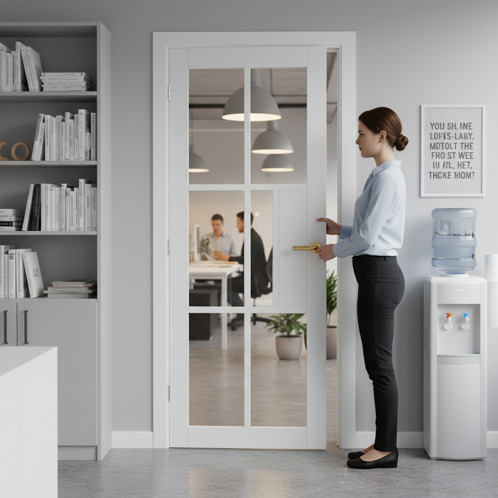 Premium Contemporary Internal Door with Clear Flat Safety Glass and Solid Framing for Industrial Style Interiors