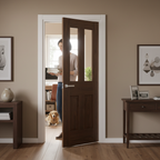 Internal Walnut Fully Finished 1 Light Victorian Door with Solid Engineered Core and Trimming Options - Image 2
