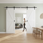 Premium Double Sliding Door System with White Pelmet and Braced Cottage Doors for Easy Installation