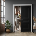 Premium Internal Black Primed Henley 3 Panel Pair Door for Elegant Interior Design