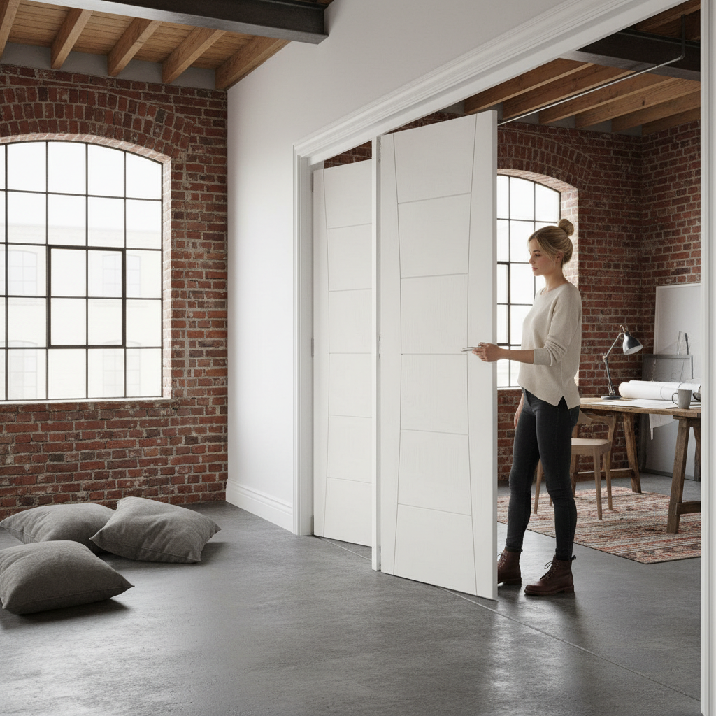 Premium Bi-Folding White Room Divider with Top Hung System - Custom Configurations Available