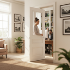 Premium White Primed Internal Door with Clear Glazed Toughened Glass and Solid Core for Enhanced Durability