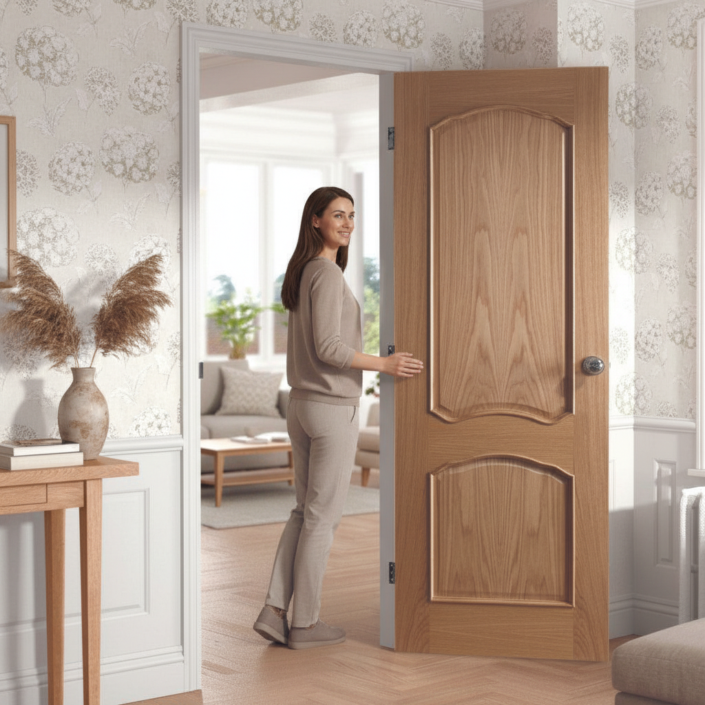Premium Fully Finished Oak Door with Engineered Construction and Real Oak Veneer for Traditional Homes