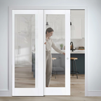Premium Clear Glazed Telescopic Pocket Door System with Wooden Jamb Kit and 15-Year Guarantee