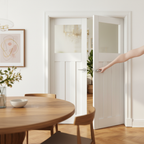 Premium Internal White Primed Pair Door with 1930's Design, 3 Panels, and Obscure Glass for Vintage Charm