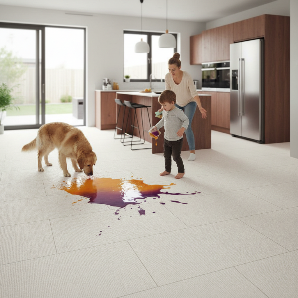 Premium 8mm Water-Resistant Tile Laminate Flooring with Real Stone Effect and High Durability for Modern Interiors