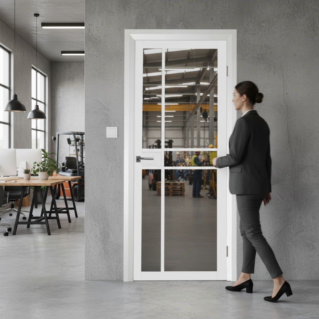 Premium Tinted Glazed Industrial Style Door - Minimalistic Design with Solid Core and 10-Year Warranty