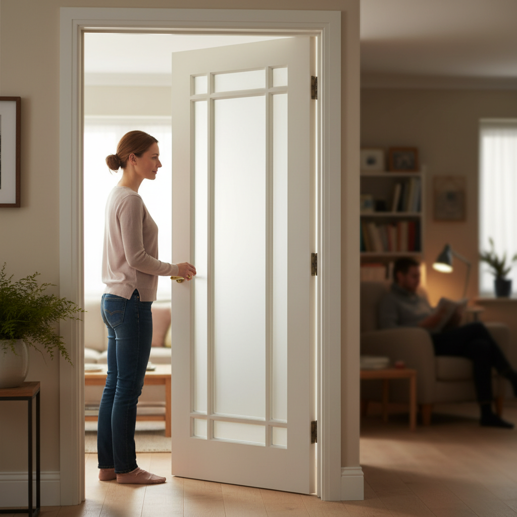 Premium Custom Made Obscure Glazed Internal Door with Decorative Mouldings for Modern and Traditional Settings