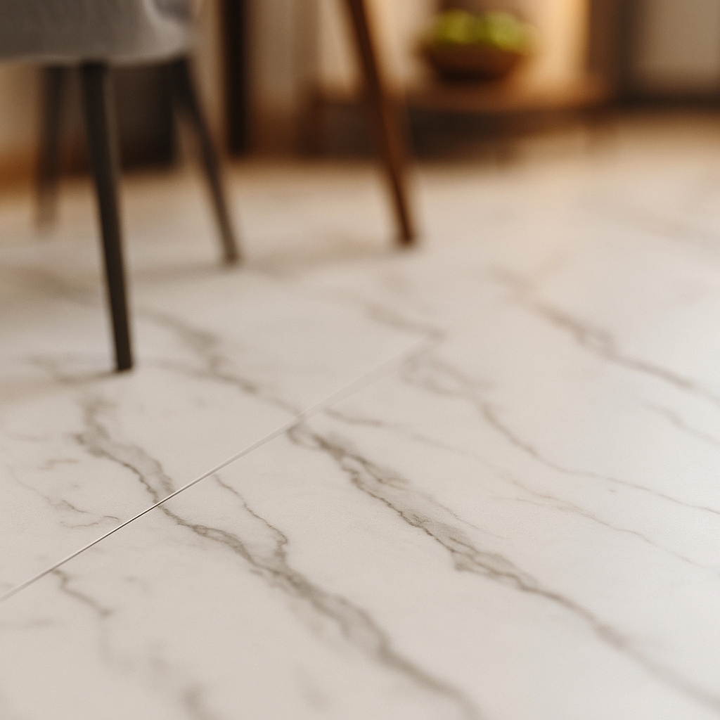 5mm Arctic White Marble Rigid Core Luxury Vinyl Tile Flooring - detail view