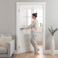 Premium White Moulded Glazed Internal Door with 6-Light Design and Clear Safety Glass