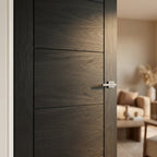 Internal Black Oak Parma Door, Fully Finished, Solid Engineered Core - detail view