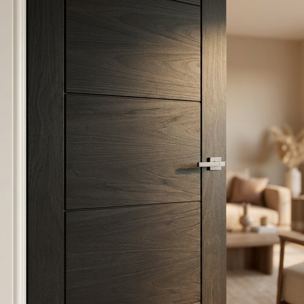 Internal Black Oak Parma Door, Fully Finished, Solid Engineered Core - detail view