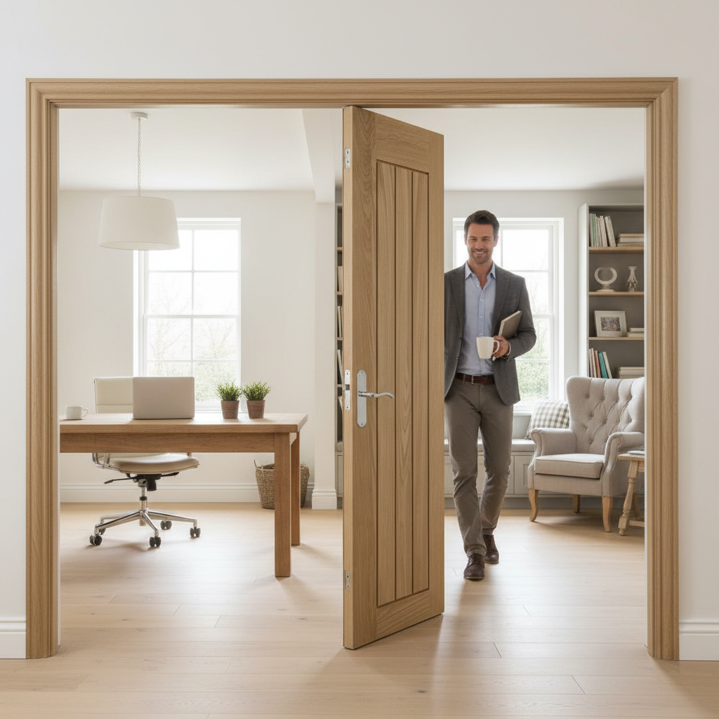 Premium Unfinished Oak Internal Bifold Door with Hinges and Track for Custom Finishing