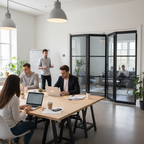 Premium Industrial Style Room Divider with Tinted Safety Glass and Bi-Folding Mechanism for Flexible Space Management