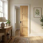 Oak Unfinished Shaker 4 Panel 100mm Pocket Door Set Internal