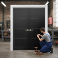 Premium Fully Finished Industrial Studio 4 Panel Pair Door for Interior Use - Durable and Stylish Design