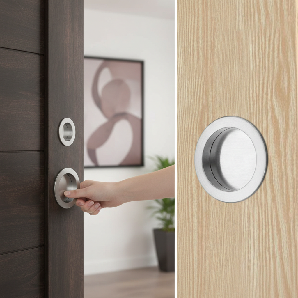 Premium Pocket Door Simple Flush Pull with Various Finishes and Easy Adhesive Fixing