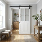 Internal White Cottage Sliding Door with 1 Light Etched Clear Glass Finish