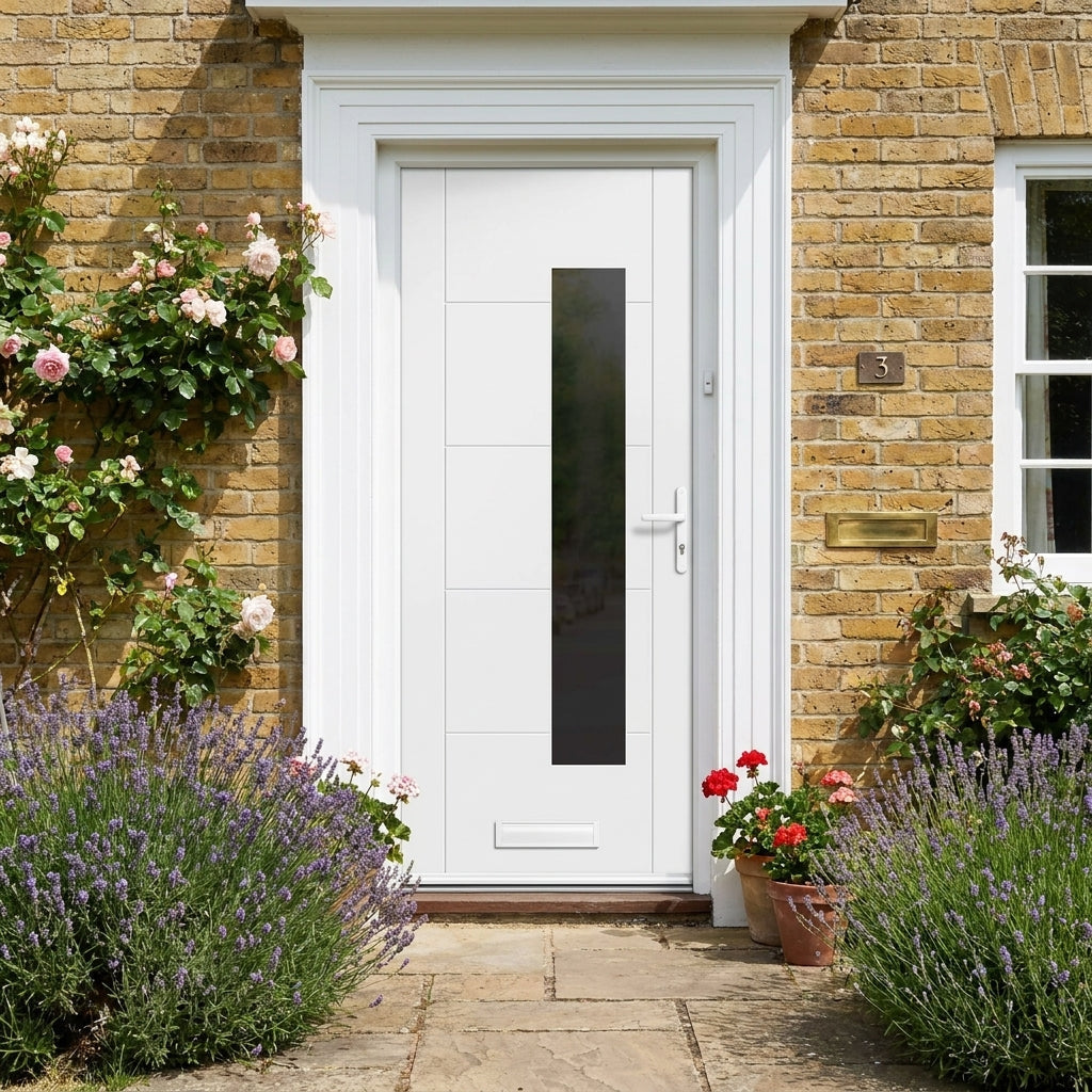 External Composite White Painted Door with 1 Light Obscure Glass