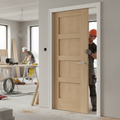 Premium Internal Unfinished Oak 4 Panel Shaker Door with Engineered Construction and A-Grade Veneer