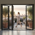 Premium 12ft Slimline Grey Aluminium Bifold Doors with Double Glazed Low-E Glass and Enhanced Security Features