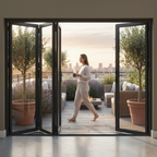 Premium 12ft Slimline Grey Aluminium Bifold Doors with Double Glazed Low-E Glass and Enhanced Security Features