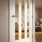 Internal White Door, Made-to-Measure, Primed Finish with 3 Light Obscure Glass - detail view