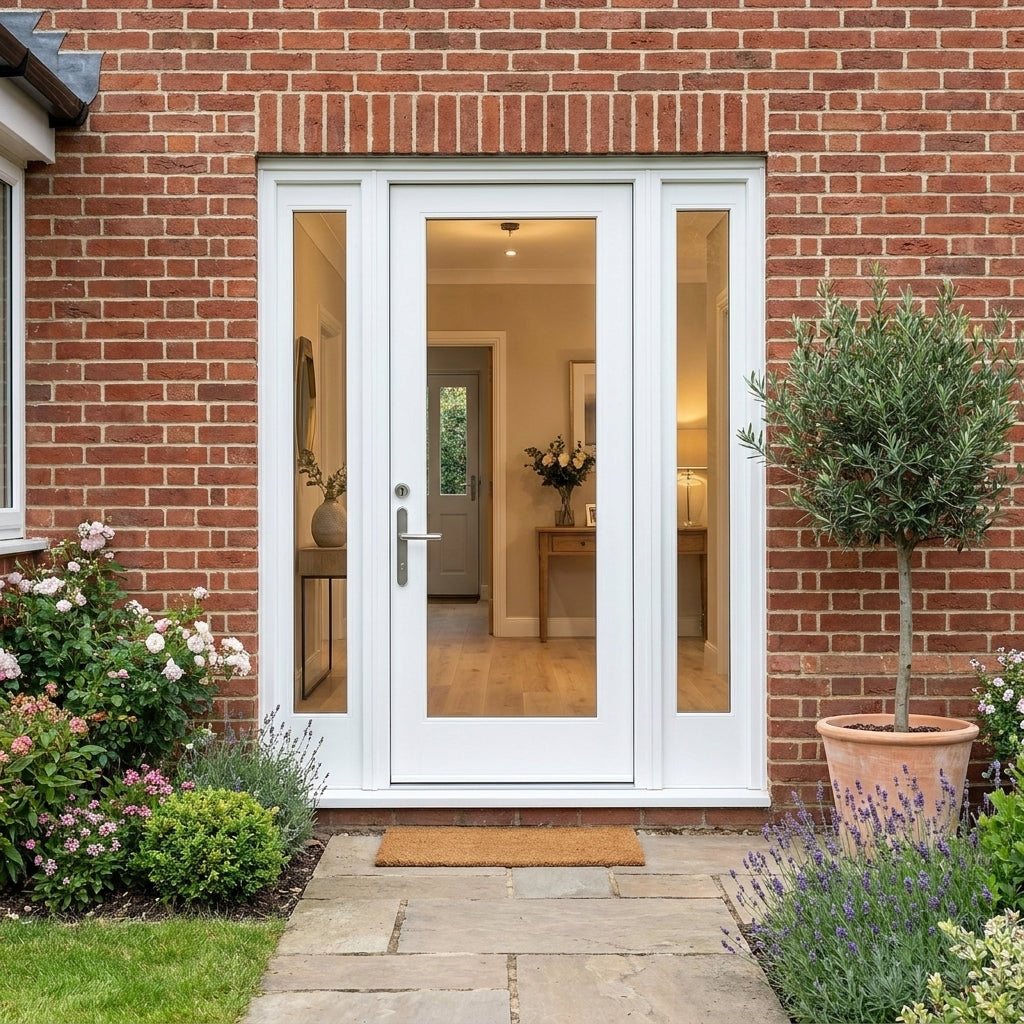 External White Composite Sidelight with Clear Glass, Universal Fit, Painted Finish