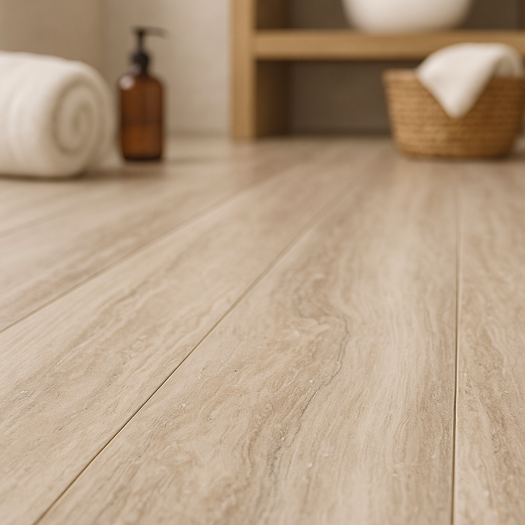 Low Gloss Travertine Macari 8.5mm Wide Laminate Flooring - detail view