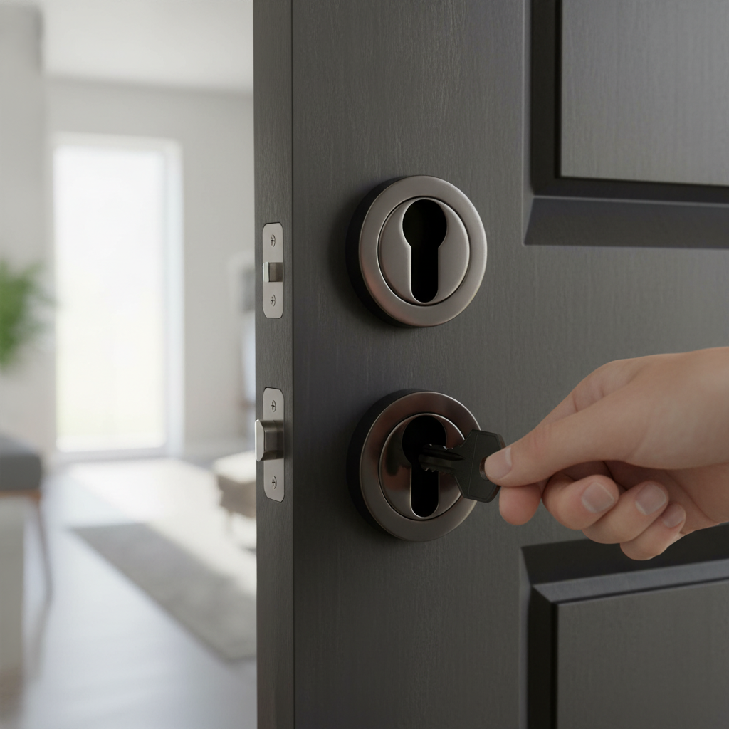 Premium Euro Escutcheon on Round Rose in Black Nickel Finish for Modern Interiors - Image 2