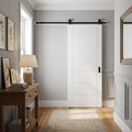 Internal White Primed Sliding Door Pedrena 7 Panel with Black Top Mount