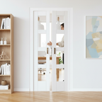 Premium Internal Bi-fold Shaker Door with 8 Clear Glass Panes, Solid Engineered Core, and Double Primed Finish