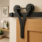 Double Roller Sliding Barn Door Track Bracket Pair in Matt Black