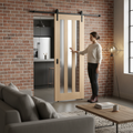 Premium Heavy Duty Frosted Glazed Face Mounted Sliding Door Set for Internal Wooden Doors Up to 100kg