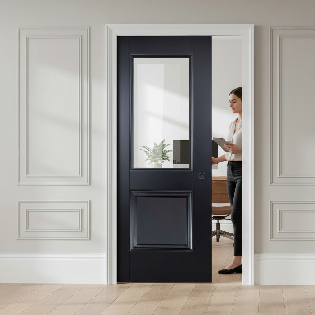 Premium Glazed Pocket Door Set with Galvanized Steel Frame for Stylish Home Upgrades