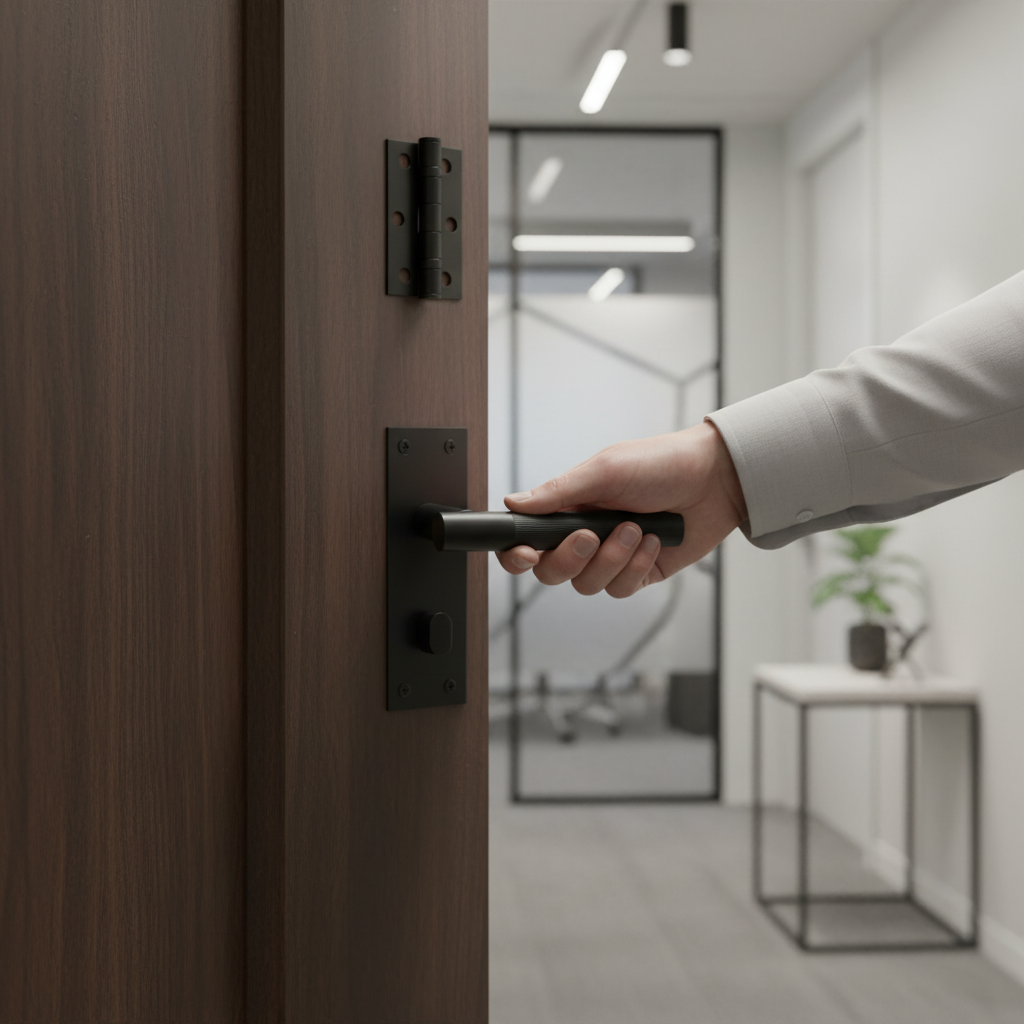 Premium Sashlock Handle Set with Linear Lever on Backplate - Elegant Matt Black Finish for Modern Interiors - Image 2