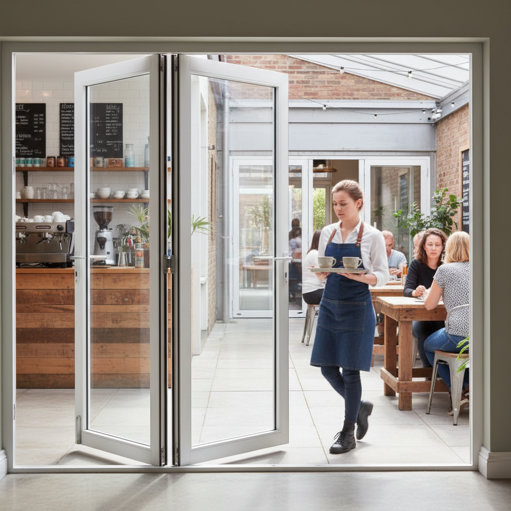 Premium 8ft Slimline White Timber External Bifold Door Set with Double Glazing and Advanced UV Protection
