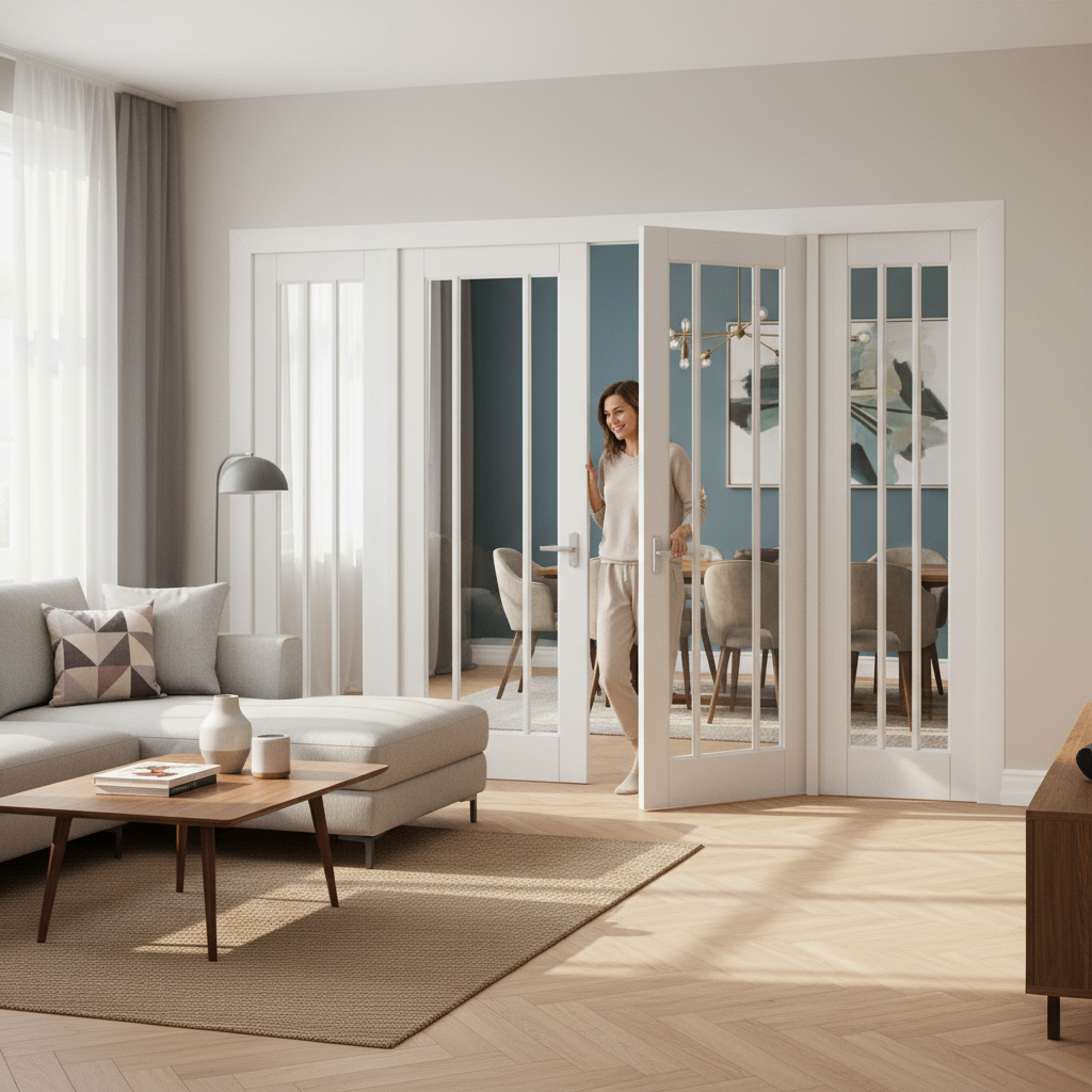 Premium Internal Room Divider Set with 3 Light Clear Glass Doors for Elegant Home Design