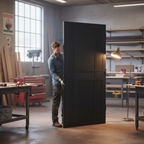 Premium Fully Finished Industrial Style Door Pair - Black MDF Construction with Solid Lock Blocks and Standard Handle Compatibility