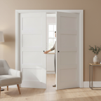 Premium 4 Panel White Double Pocket Door Set with Solid Construction and Adjustable Features for Modern Interiors