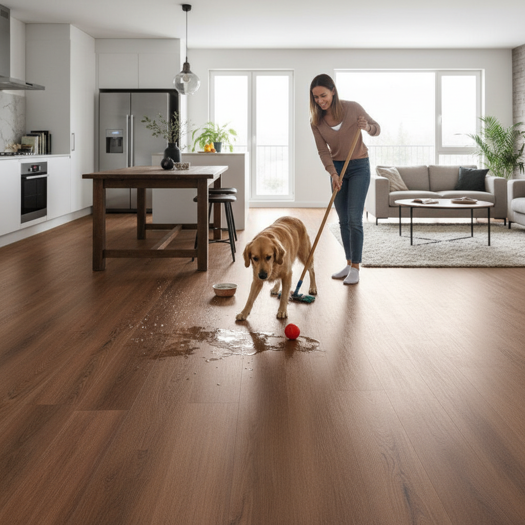 High-Performance Embossed UV Coated Rigid Core Vinyl Flooring - 3.2mm Thick, Waterproof, Anti-Microbial Surface, Easy Click Installation