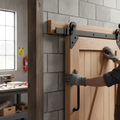 Premium Matt Black Corner Sliding Barn Door Track Bracket Pair for Modern Sliding Doors