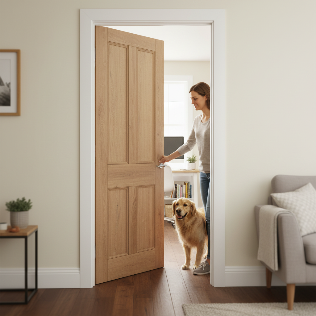 Premium Fully Finished Rustic Oak Victorian Internal 4 Panel Door - Ideal for Contemporary Spaces - Image 2
