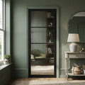 Internal Studio Door with 4 Light Reeded Glass in Fully Finished Black