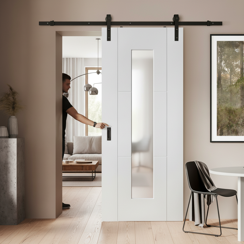 Premium Internal Sliding Door Set - 3 Panel Design with Obscure Glass for Light and Privacy - Image 2