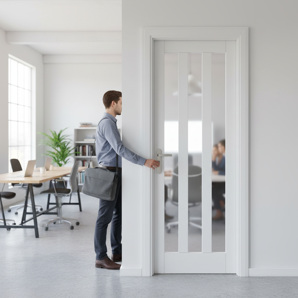 Premium Internal Primed 3 Light Obscure Glass Door with Solid Core for Modern Interiors