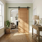 Oak Internal Sliding Door Unfinished 5 Panel Parma Design - Black Face Mounted