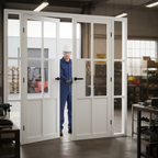 Premium Industrial Style White Door Pair with Solid Framing and Minimalist Design for Modern Interiors