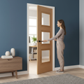 Professional Clear Glazed Oak Pocket Door Set with Galvanised Steel Frame and Adjustable Jambs for Space Efficiency